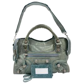 Balenciaga-Blue Balenciaga Leather City Giant-Blue