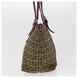 Fendi-FENDI Zucchino Canvas Tote Bag Brown Auth 43936-Brown