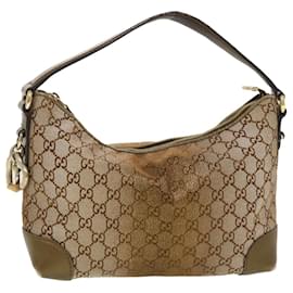 Gucci-Bolsa de ombro de bambu GUCCI GG em lona dourada 269959 auth 43302-Dourado