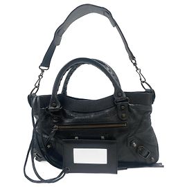 Black Balenciaga Leather First Grey