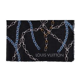 Sciarpa stampa catena multicolor Louis Vuitton Nero
