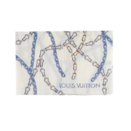 Louis Vuitton-Echarpe Louis Vuitton multicolorida com estampa de corrente-Branco
