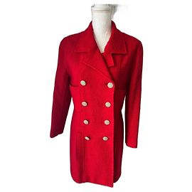 Cappotto Chanel in lana rosso Taglia 38 Rosso