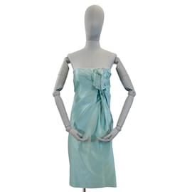 Prada-Robes PRADA IT 42 silk-Turquoise