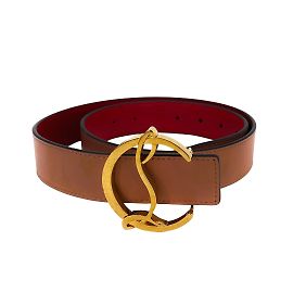 Christian Louboutin Cinto de Logotipo Antic Gold 35 bezerro Marrom