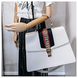 Gucci-Sylvie Maxi Leather White Bag-White