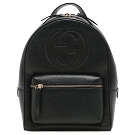 Gucci Mochila entrelazada Soho de cuero negro Negro
