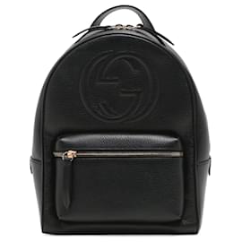 Gucci Soho Interlocking Backpack Black Leather Black