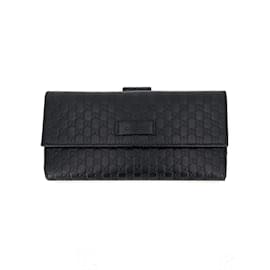 Gucci-Continental Black Leather Wallet-Black