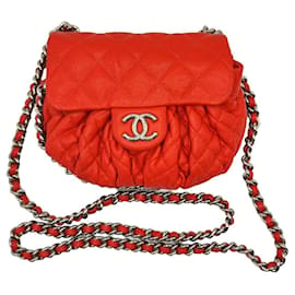 Chanel-Chain Around Edición Limitada Pequeña Solapa de Cuero Rojo-Roja