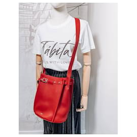 Céline-Bolsa grande de couro balde vermelha-Vermelho