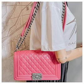 Chanel-Boy Medium Quilted Calfskin Pink Bag-Pink