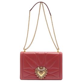 Dolce & Gabbana Devotion Chain Bolsa grande acolchoada nappa papoula vermelha Vermelho