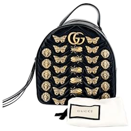 Gucci-GG Marmont Animal Studs schwarzer LederRucksack-Schwarz