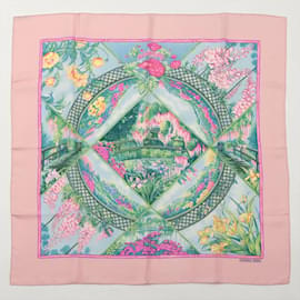 Hermès-Giverny Gardens Scarf Silk Pink 90-Pink