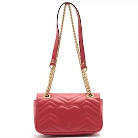 Gucci-Marmont Mini sac à bandoulière en cuir rouge GG-Rouge