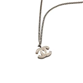 Chanel-Colgante Cadena Collar CC plata Vintage-Plata