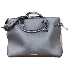 Burberry The Banner Medium Handtasche Schwarz Leder Schwarz