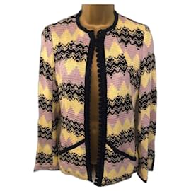 Christian Lacroix-Bazar de Christian Lacroix Damen Vintage Mehrfarbige Jacke UK 10 US 6 EU 38-Schwarz,Gelb,Lavendel
