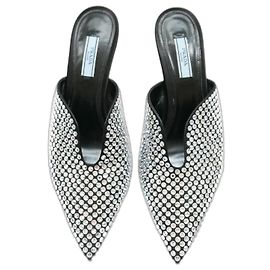 Prada crystal pointed mules Black