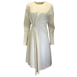 Alexandre Vauthier Vestido Midi Manga Longa Viscose Marfim Cru