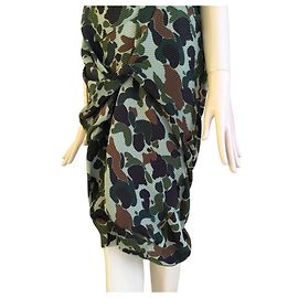 *** Robe asymétrique plissée Junya Watanabe Marron Vert