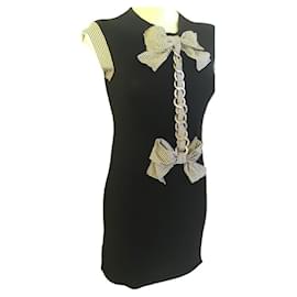 Chanel-***Chanel Silk Cashmere Dress-Black,Silver hardware