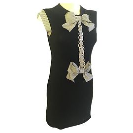 ***Chanel Seidenkaschmirkleid Schwarz Silber Hardware