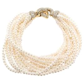 Cartier-***Cartier Gold Diamond Pearls Art Deco Bracelet-Pink