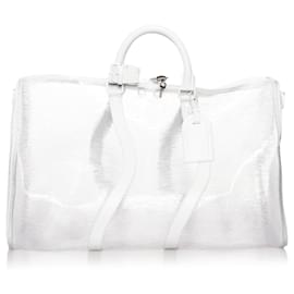 Louis Vuitton-Louis Vuitton White Epi Plage Keepall Bandouliere 50-White