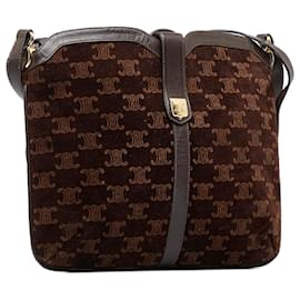 Céline-Celine Brown Triomphe Crossbody-Brown,Dark brown