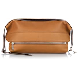 Chloé-Chloe Brown Dalston Leather Oversized Clutch Bag-Brown,Black
