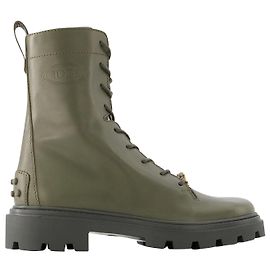 Botas Gomma Pesante - Tod's - Couro - Caqui Verde Caqui