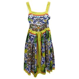 Dolce & Gabbana-Dolce & Gabbana Lemon Sicilian-print Dress in Multicolor Cotton-Multiple colors