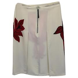 Marni-Marni Floral Print Pencil Skirt in Cream Silk-White,Cream