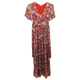 Ba&Sh-Ba&sh Jessy Floral Print Maxi Dress in Red Silk-Other