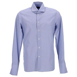 Ermenegildo Zegna Camicia Elegante Button Down a Quadri in Cotone Blu Blu