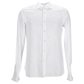 Ermenegildo Zegna-Camicia Button Down Ermenegildo Zegna in cotone bianco-Bianco