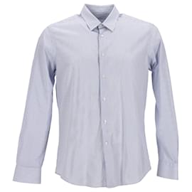 Salvatore Ferragamo-Salvatore Ferragamo Camisa listrada de botões em algodão azul claro-Azul,Azul claro