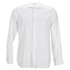 Ermenegildo Zegna-Ermenegildo Zegna Camisa de vestir con botones en algodón blanco-Blanco