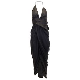 VESTIDO Drapeado Rick Owens en Cupro Negro Negro