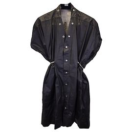 Rick Owens Sail Hemdkleid mit Kordelzug in der Taille aus schwarzer Baumwolle Schwarz