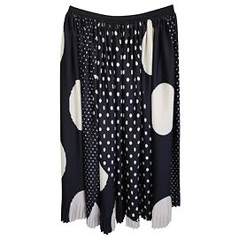 Dries Van Noten Polka-Dot Pleated Maxi Skirt in Black Polyseter Other