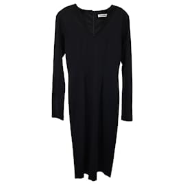 Jil Sander-Jil Sander Long Sleeve Midi Dress in Black Viscose-Black