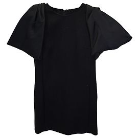 Giambattista Valli Oversized Bow Mini Dress in Black Virgin Wool Black