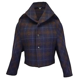 Autre Marque-Junya Watanabe Comme Des Garcon Checked Boxy Jacket In Blue Wool-Blue