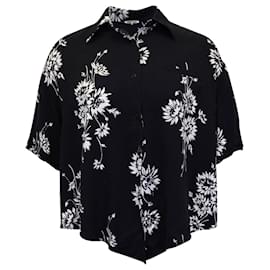 Autre Marque-Camisa de poliéster negro con estampado floral anudado en la parte delantera de MCQ by Alexander McQueen-Otro