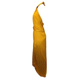 Autre Marque-Johanna Ortiz Vastness of the Sea Maxi Dress in Gold Viscose-Golden
