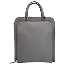 Prada-Prada Lux Briefcase in Grey Epsom Leather-Grey