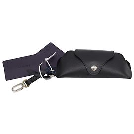 Prada Lettering Logo Glasses Case in Black Saffiano Leather Black